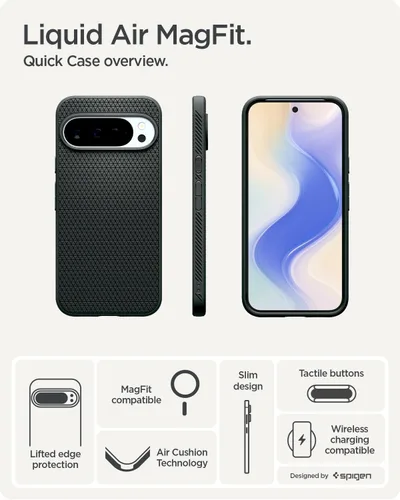 Miniatura 3 de Spigen Funda para Pixel 10 Pro XL, Liquid Air MagFit (2025) [diseñada para Pixelsnap, compatible con accesorios MagSafe] - Verde abismo