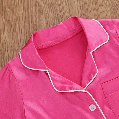 Miniatura 22 de Conjunto de pijama de manga larga con botones para niña pequeña, conjunto de ropa de dormir