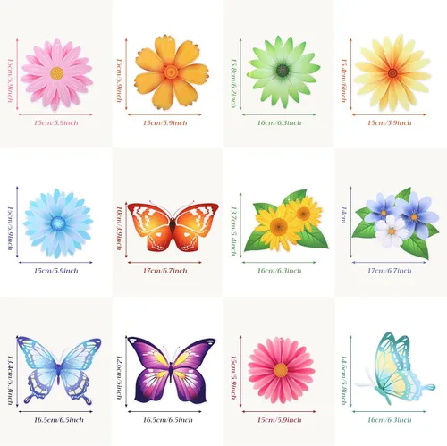 Miniatura 2 de 36 piezas de decoración de fiesta de mariposa de primavera y verano para colgar en el techo, serpentina de papel grande flora mariposa decoración