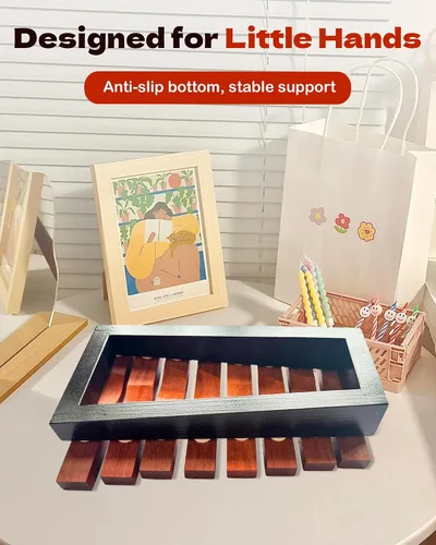 Miniatura 5 de Xilófono de madera profesional de 8 teclas con 2 mazos, instrumento de percusión afinado para conciertos para músicos, estudio y decoración del hogar