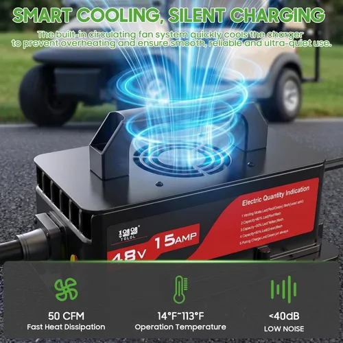Miniatura 3 de 10L0L 48V Golf Cart Battery Charger for Club Car DS/Precedent, 15Amp Smart Charger with 3-Pin Round Plug, Trickle Charge for Lead Acid Battery, IP67