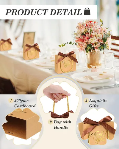 Miniatura 3 de EQOREIIN Paquete de 30 bolsas pequeñas de regalo de agradecimiento con asas 5.5 x 2.4 x 4.7 pulgadas, mini bolsas de regalo marrones con lazo