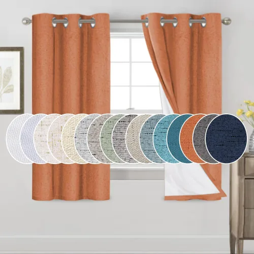 Miniatura 37 de Primitive - Cortinas opacas 100 % de lino texturizado natural para dormitorio, sala de estar, cortinas para ahorra energía, tela de arpillera