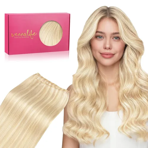 Miniatura 66 de WENNALIFE Extensiones de cabello humano real, 20 pulgadas, 3.53 onzas, color marrón chocolate, trama, cabello Remy atado a mano, extensiones