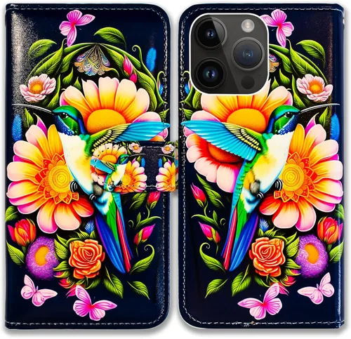 Miniatura 32 de Bcov Funda para iPhone 15 Pro Max, funda de piel con tapa y soporte para tarjeta y soporte para iPhone 15 Pro Max