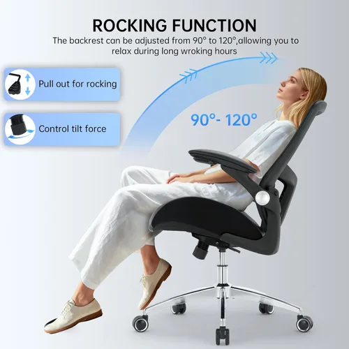Miniatura 5 de Silla de oficina grande y alta de 400 libras, silla de escritorio ergonómica con cojín ancho de espuma de modelado 3D, silla de computadora