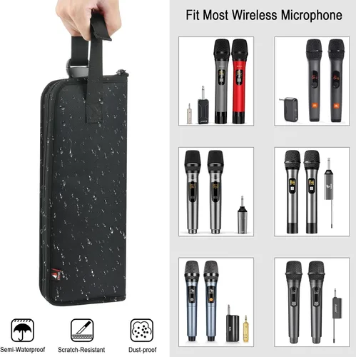 Miniatura 3 de Estuche de micrófono inalámbrico dual, bolsa de almacenamiento portátil, funda de transporte de viaje, funda protectora con asa organizadora