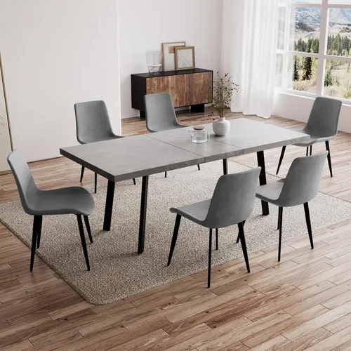 Miniatura 26 de Zerifevni 47.2"- 62.9" Extendable Dining Table Set of 5 Kitchen Table with 4 Dining Chairs, Modern Gray Wood Grain, Waterproof Scratchproof for