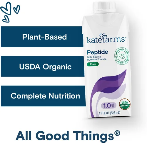 Miniatura 3 de KATE FARMS Péptido orgánico para adultos 1.0 fórmula, fuente única, nutrición hidrolizada a base de plantas para alimentación oral o por tubo, 11
