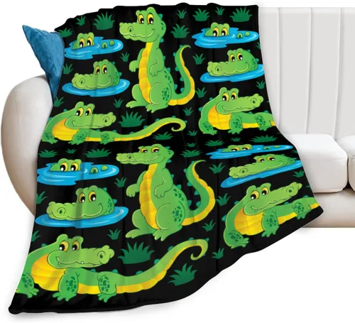 Manta suave de cocodrilo de cocodrilo para todas las estaciones, manta gruesa y cálida de franela para cama, sofá o sillón, 50 x 40 pulgadas