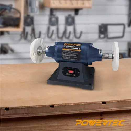 Miniatura 7 de POWERTEC Pulidora de Banco de 6 Pulgadas para Joyería - Incluye 4 Bufadoras de 80 Capas Ideal para Pulir Metal, Joyería, Cuchillos, Madera, Jade
