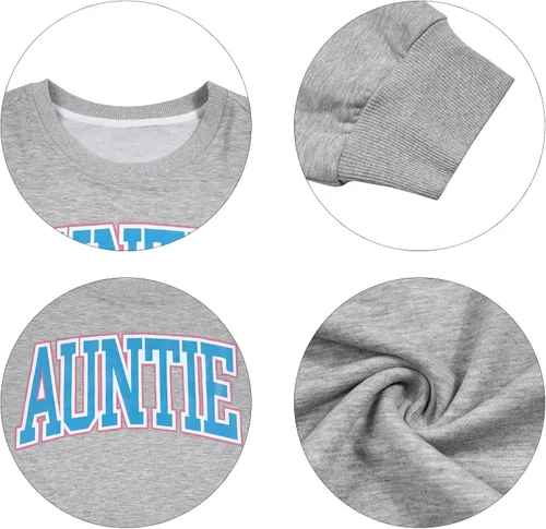 Miniatura 5 de Sudadera de manga larga con cuello redondo para mujer con estampado de letras de tía