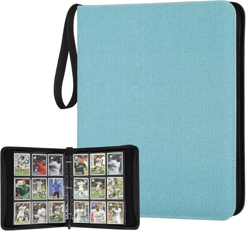 Miniatura 22 de GERMUN Carpeta de tarjetas de poliuretano, 16 bolsillos, carpetas de soporte premium para más de 1000 tarjetas, álbum de bolsillo de doble cara