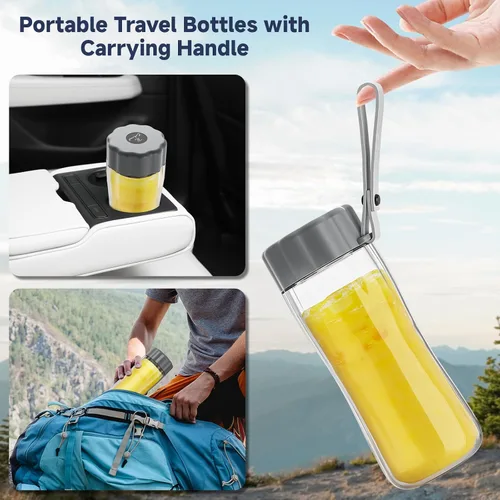 Miniatura 6 de COKUNST Licuadora Portátil de 17 Oz para Batidos y Smoothies, Licuadoras de Smoothies Recargables por USB con 6 Cuchillas, Mini Mezcladora Licuadora