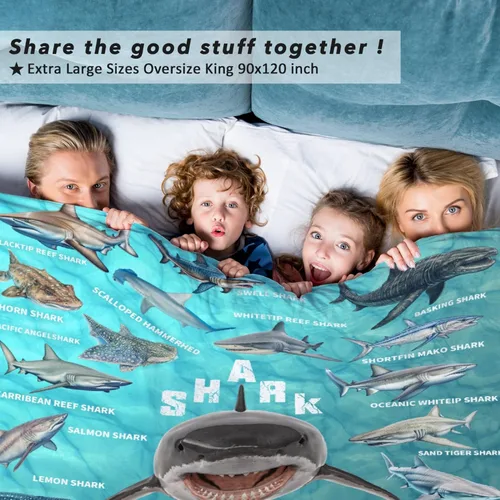 Miniatura 7 de Manta de regalo de tiburón para niños, niñas y amantes de los tiburones, súper suave, ligera y cálida para sala de juegos, cama y campamento, 30 x