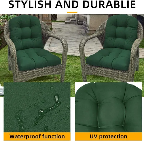 Miniatura 6 de Srutirbo Juego de 2 cojines de asiento para sillas de exterior, impermeables, de 19 x 19 pulgadas, en forma de U, para sillas de patio y sillas