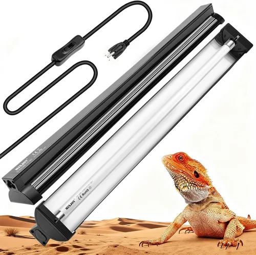 Lámpara de reptil T5 HO UVB con bombilla UVB de 10.0, luz UVB de alto rendimiento de 24 W para reptiles, barra de luz UVB T5 de 22 pulgadas para