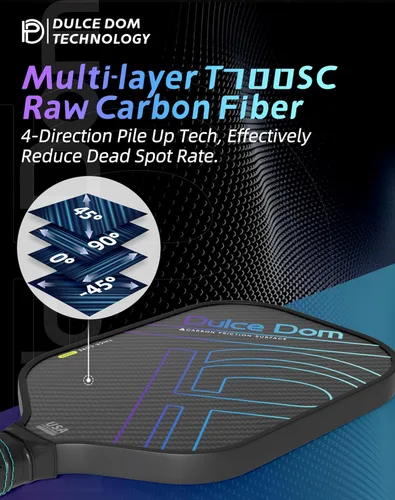 Miniatura 4 de Dulce DOM Juego de 2/4 palas de pickleball aprobadas por USAPA, 4 bolas de pickleball para interiores y exteriores, raqueta de superficie de fibra