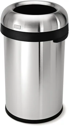 Miniatura 9 de simplehuman - Tacho de basura abierto Bullet de 115 litros / 30 galones, grado comercial, acero inoxidable cepillado de calibre pesado