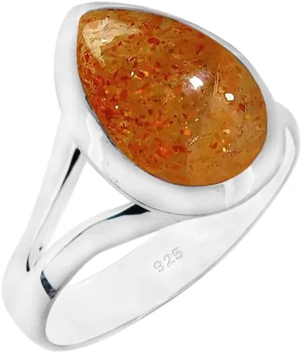 Anillo de piedras preciosas naturales | Anillo de plata ajustable hecho a mano | Anillo de piedras preciosas en forma de pera | Plata de ley 925 |