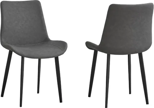 Miniatura 3 de Juego de 4 sillas de comedor modernas de mediados de siglo con piel sintética de primera calidad (juego de 4, gris)