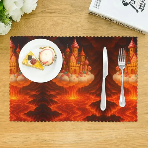 Miniatura 3 de Rectangular Placemats Set of 4, Heat Resistant Candy Castle Printed Kitchen Dining Table Mats