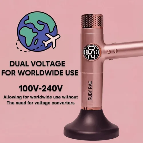 Miniatura 8 de RUBY RAE Secador de pelo Ionic de 2000 W, secador profesional de doble voltaje con difusor, diseño ligero, secado rápido, tecnología de bajo ruido