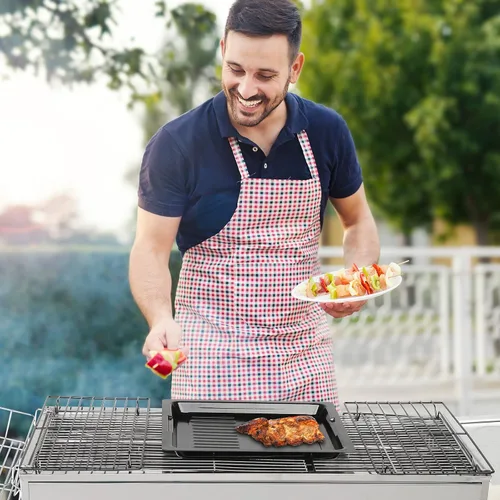 Miniatura 7 de Outvita Parrilla de carbón portátil, 39 x 12 x 28 pulgadas, parrilla plegable de acero inoxidable y ahumador para cocinar al aire libre, camping