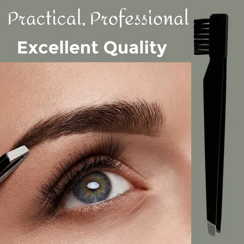 Miniatura 5 de 1 herramienta de aseo combinado de pinzas y cepillo para hombres y mujeres – Pinzas para cejas DIY profesional maquilladores artistas de viaje