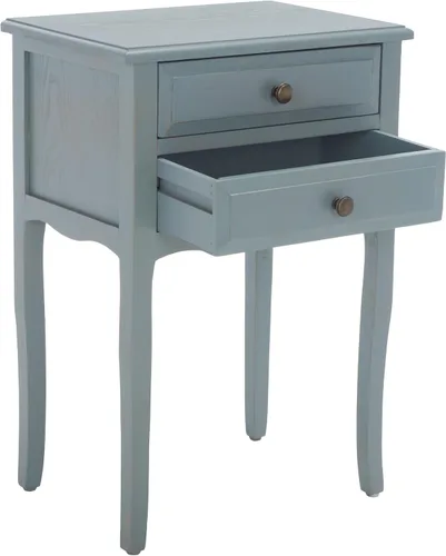 Miniatura 7 de SAFAVIEH Muebles - Mesa auxiliar Lori con 2 cajones, color gris ceniza, madera maciza, diseño clásico de granja, ideal para sala de estar, entrada