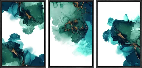 Miniatura 88 de SIGNWIN Lienzo enmarcado para pared, juego de arte sereno de pantanos con humedales verdes e ilustraciones de agua tranquila, arte moderno