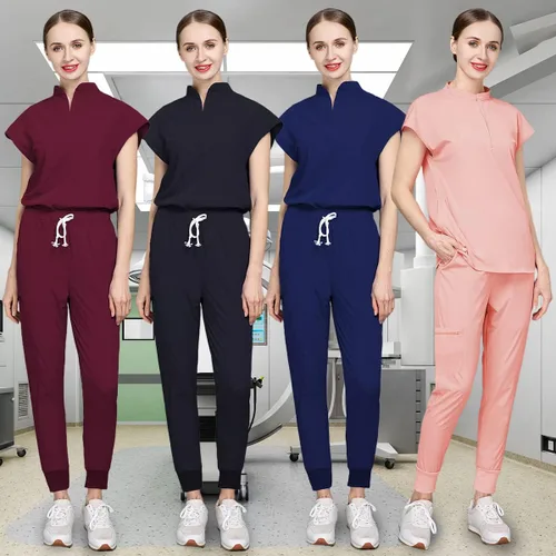 Miniatura 6 de niaahinn Unsex - Conjunto de traje médico para mujer, cuello en V y pierna recta, pantalones con cordón, uniformes de enfermería para hombres