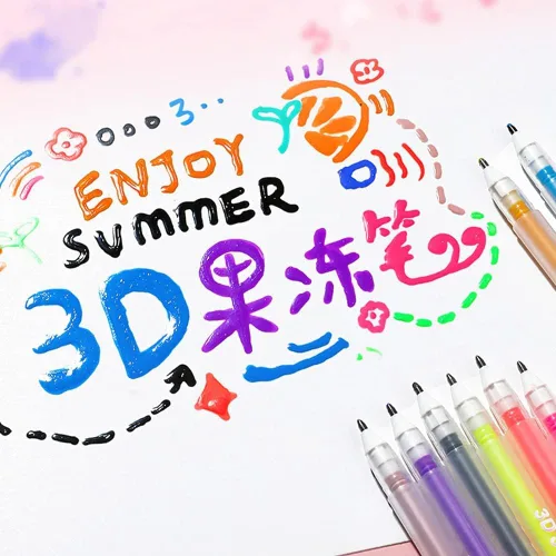 Miniatura 2 de Juego de bolígrafos de gelatina 3D, bolígrafos de gel adecuados en vidrio para bricolaje, pintura, dibujo, colorear, plástico (6 colores)