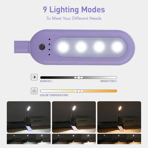 Miniatura 3 de VAVOFO - Luz de lectura recargable para libros en la cama para niños, 7 LED con luz de 9 niveles de blanco cálido y luz diurna, lámpara