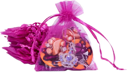 Miniatura 10 de TheDisplayGuys - Paquete de 48 bolsas de regalo de organza transparente negra de 2 x 2-3/4 pulgadas con cordón, bolsas de regalo para joyas, bolsas