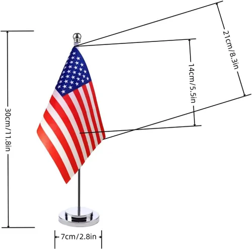 Miniatura 2 de Bandera de mesa de Estados Unidos con base de soporte de acero inoxidable de 11.8 in, banderas de escritorio de Estados Unidos, oficina, hogar, bar