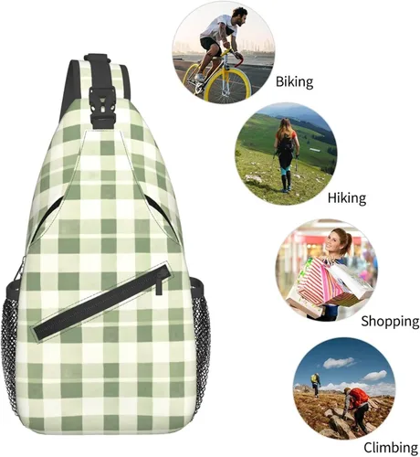 Miniatura 5 de Small Crossbody Bags for Women Men - Vintage Green Plaid Print Adjustable Shoulder Bag Fanny Packs Belt Sling Bag Crossbody Purses Backpack for