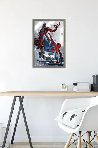 Miniatura 6 de Trends International Marvel Comics Carnage - Póster de pared de batalla con Spider-Man, 14.725 x 22.375 pulgadas, versión enmarcada de madera