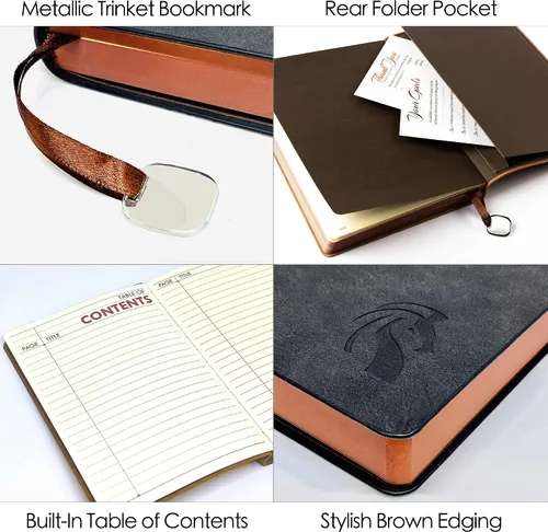 Miniatura 4 de LeStallion Bonito cuaderno negro a rayas, diario de piel sintética de tapa suave, papel de escritura de alta calidad de 120 GSM, 200 páginas