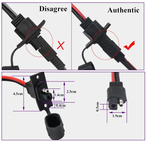 Miniatura 3 de Cable adaptador de puerto lateral de salida de corriente SAE de 12 AWG con fusible de 20 A, SAE resistente a la intemperie, cable conector