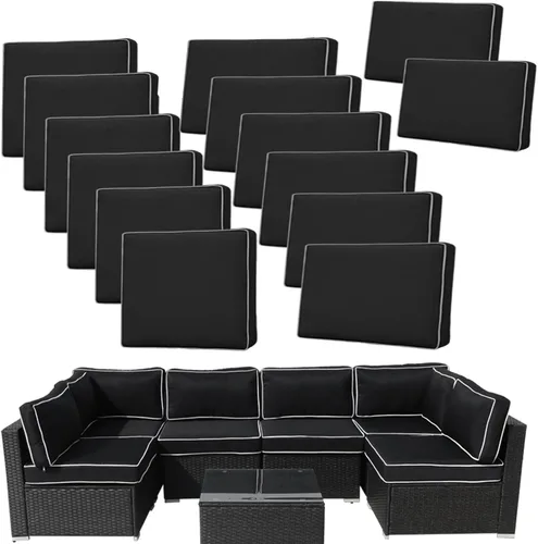 Miniatura 12 de 14 Piezas Fundas de Cojines para Patio Reemplazo Fundas de Cojines para Sofá de Exterior A Prueba de Salpicaduras Juego de Fundas para Sofá