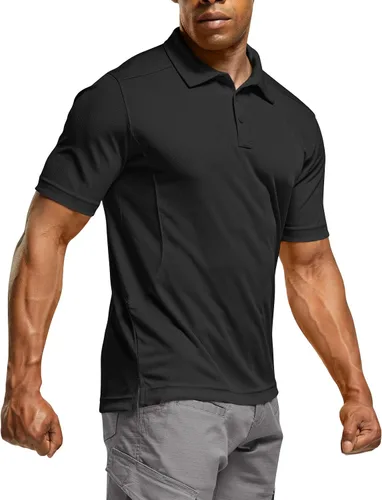 CQR Camiseta polo táctica para hombre, de manga corta, ligera y con Dry Fit, tela piqué, FPU 50+, para exteriores