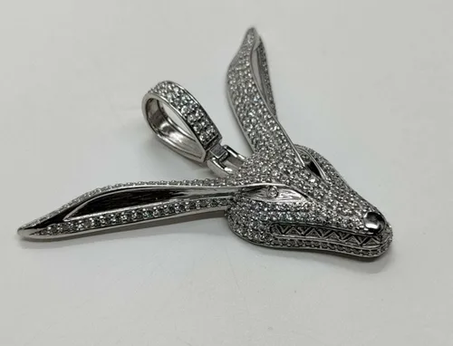 Miniatura 4 de Animas Jewels - Dije de plata de ley 925 para hombre corte redondo VVS1 diamante Naruto Kurama Fox de 225 quilates Plata esterlina Circonita cúbica
