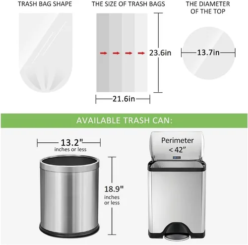 Miniatura 2 de 6 Gallon (fit 5.5-6 Gal) Small Strong Trash Bags by RayPard, 72 Counts Garbage Bags 25 Liter Waste Bin Liners for Home Office Kitchen Bathroom