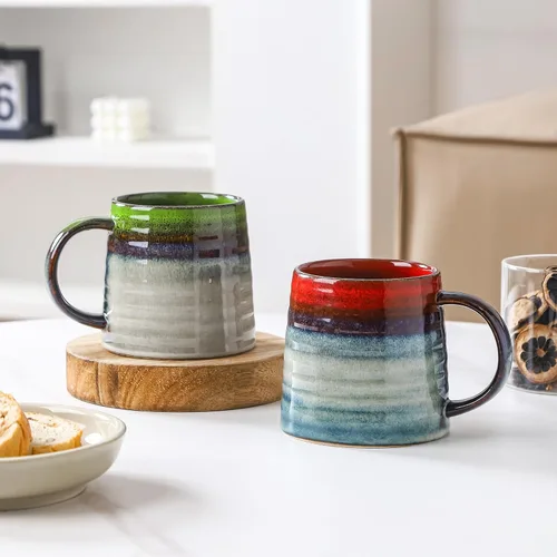 Miniatura 4 de Taza de café grande de cerámica, tazas de cerámica hechas a mano, tazas de té con mango grande para oficina y hogar, 15.5 onzas, aptas para Tinta