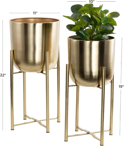 Miniatura 6 de CosmoLiving by Cosmopolitan - Maceta de metal para interiores y exteriores, maceta grande con soporte extraíble, juego de 2 macetas de 19 pulgadas
