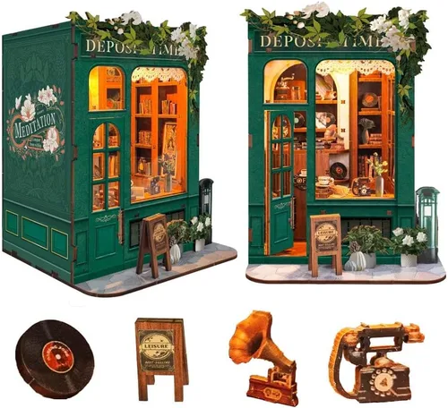 Miniatura 8 de Kit de manualidades para rincón de lectura DIY para adultos y adolescentes, rompecabezas de madera 3D en miniatura, kit de casa de muñecas