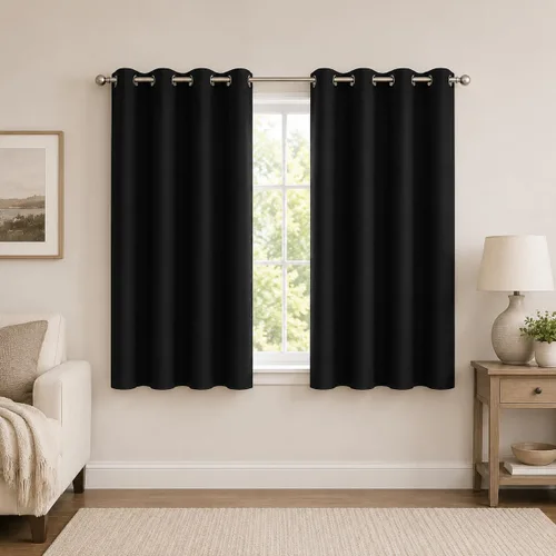 Miniatura 33 de Aquazolax Cortinas opacas de 45 pulgadas de largo, juego de 2 paneles para guardería, cortinas de tratamiento de ventanas con aislamiento térmico