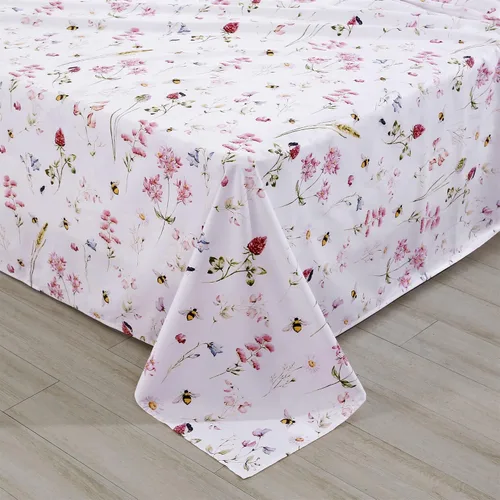 Miniatura 9 de RYNGHIPY Juego de sábanas de algodón con estampado floral de abejas Shabby, con fundas de almohada, juego de ropa de cama de algodón egipcio