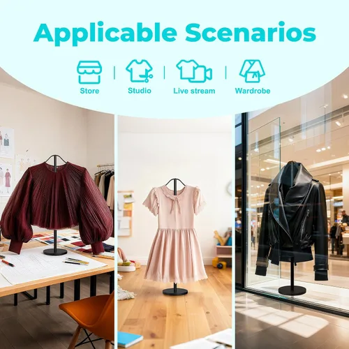 Miniatura 5 de Reusable Shirt Display Stand-Mannequin Torso Tshirt Display Stand for Retail/Vendors,18-33" Adjustable Dress Form Mannequin Stand Clothes Black